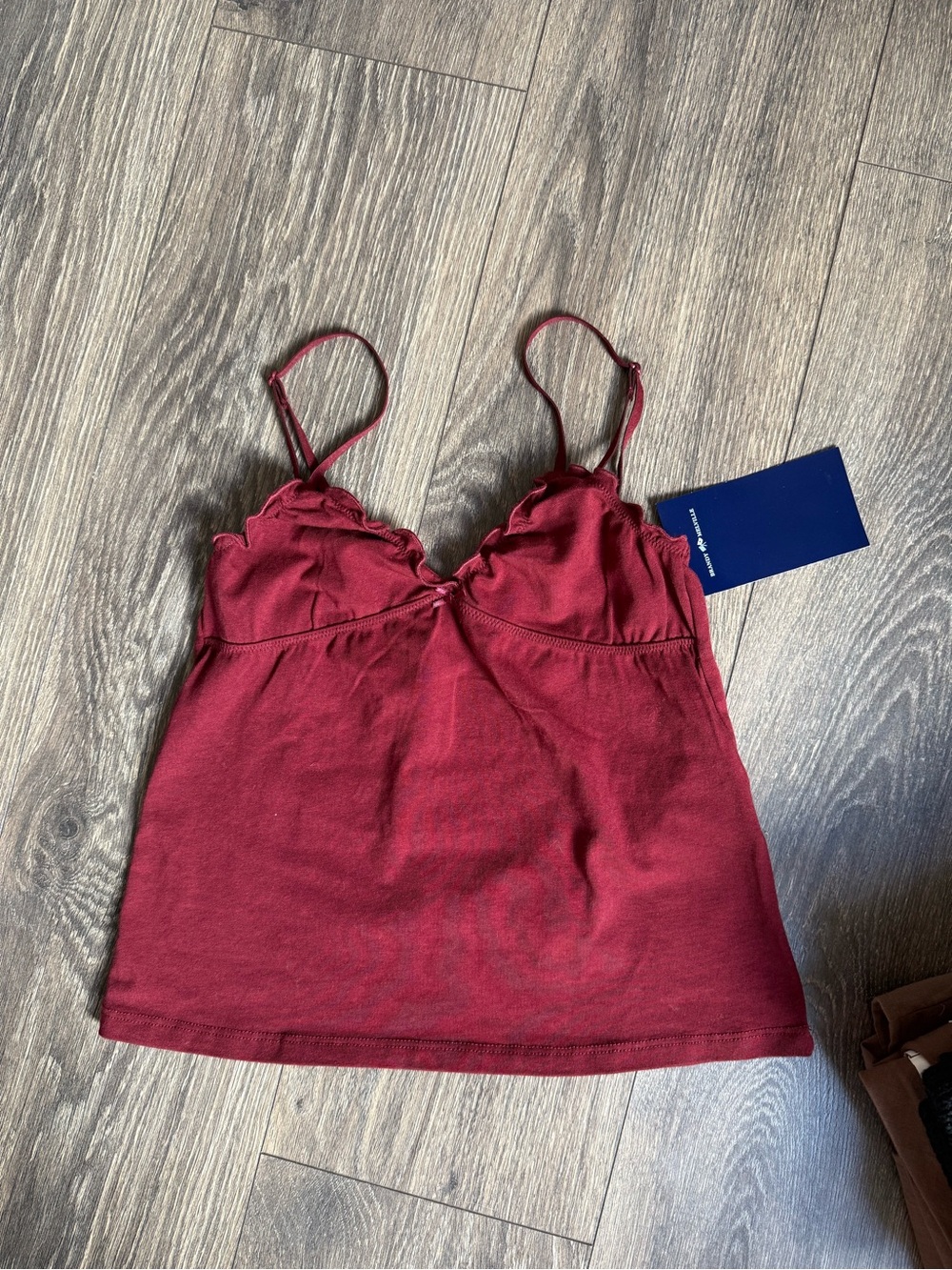 Brandy Melville Burgundy Scallop-Trim Cami Top